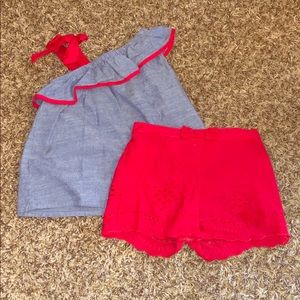 Crown and Ivy 2 piece blue/red outfit classy